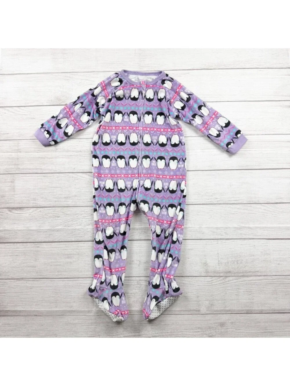 The Children’s Place Penguin Footed Pajamas Fleece Sleeper Zip Up 2T